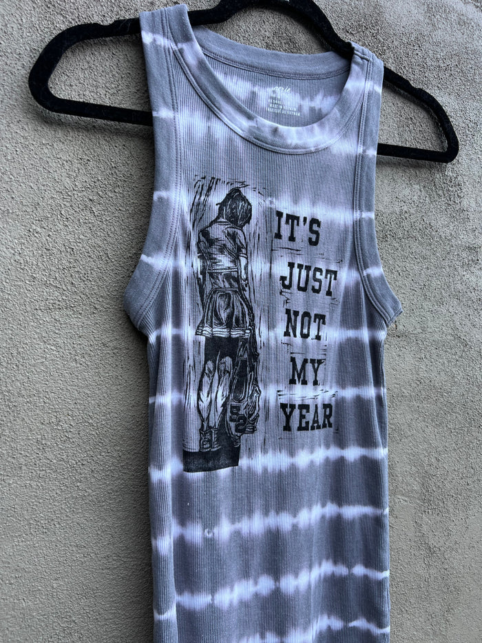 Not My Year - Grey Tie-Dye Tank Top