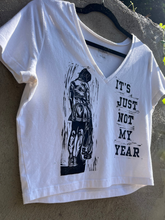 Not My Year - White Cropped Tshirt