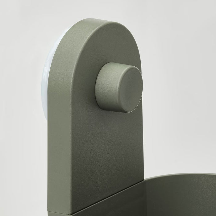OBONAS Container with suction cup, Grey-green