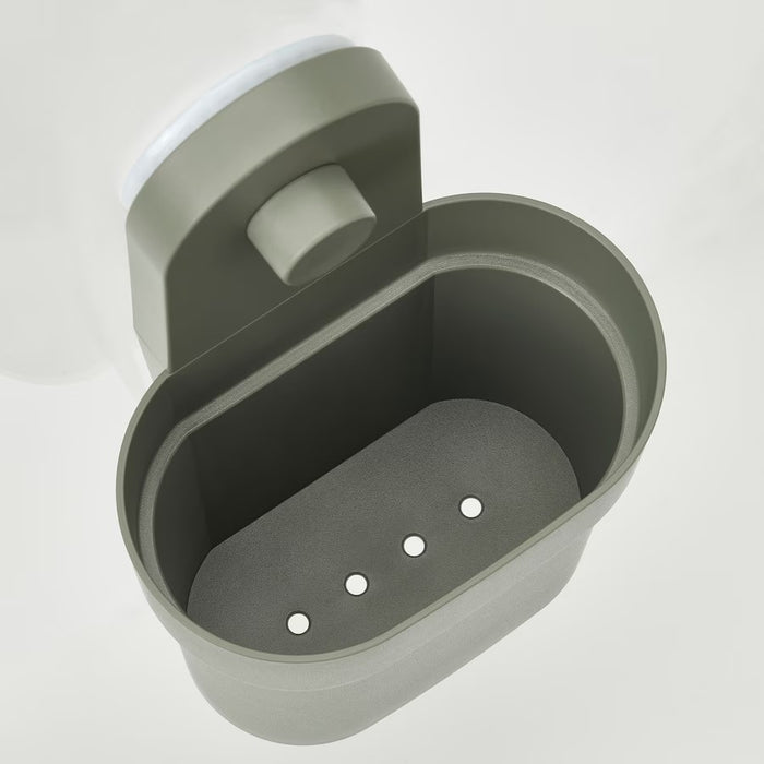 OBONAS Container with suction cup, Grey-green