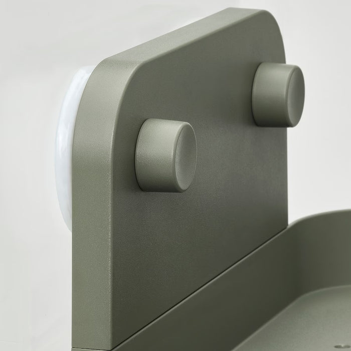 OBONAS Wall shelf with suction cup, Grey-green, 28cm