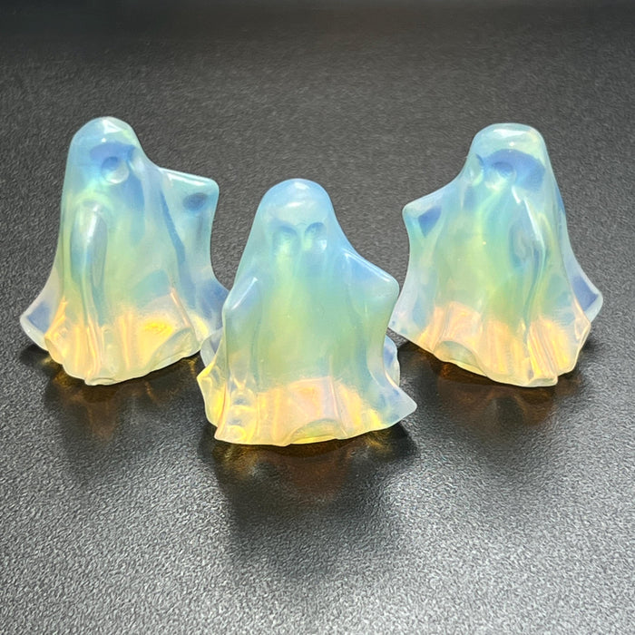 Opalite Glass Cute Spooky Ghost Crystal Carvings