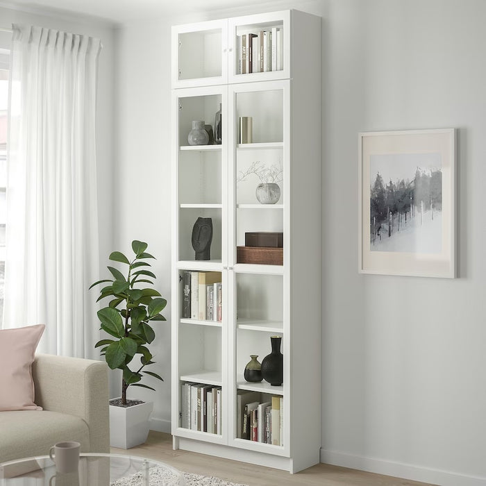 OXBERG Glass door, white, 40x35cm