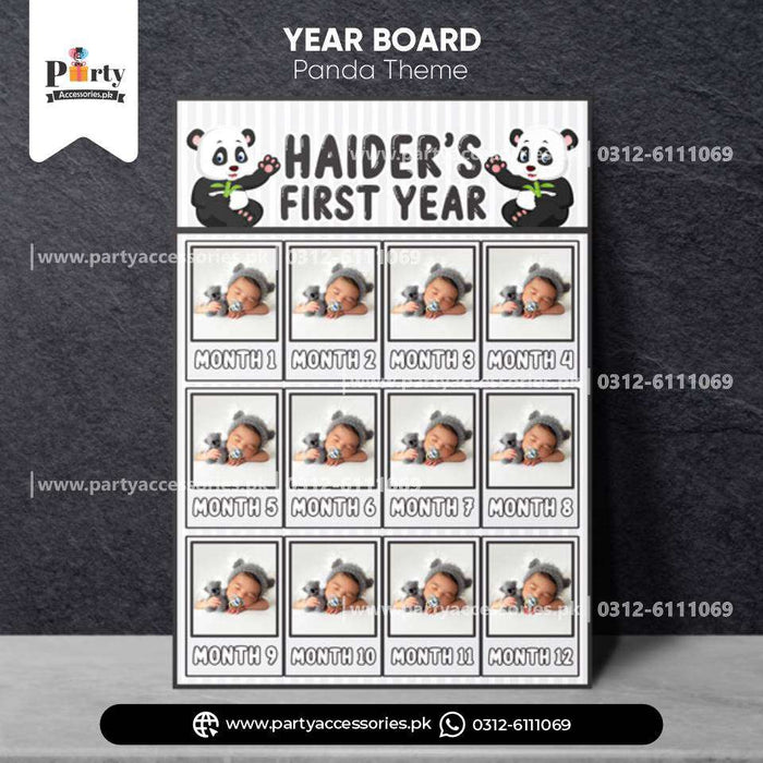 Panda Boy Theme Customized Month Wise Year Picture Board for Wall Decoration