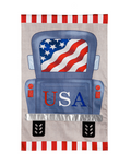 Patriotic Truck Burlap House Flag
