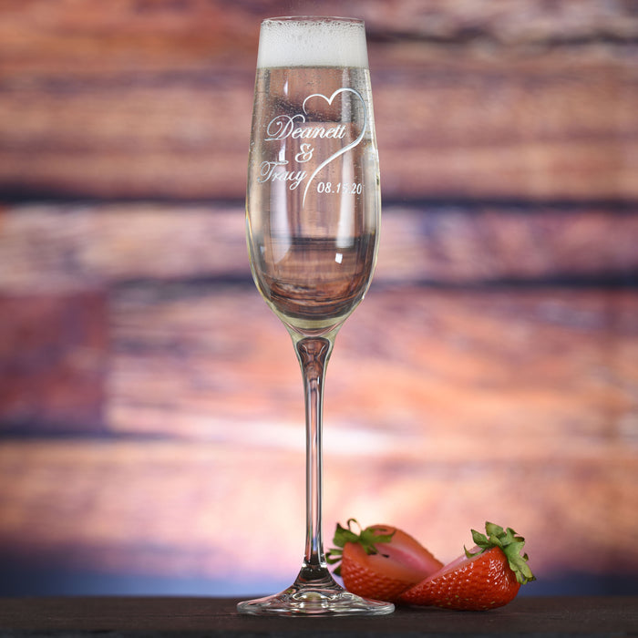 Personalized Crystal Wedding Date Toasting Flutes