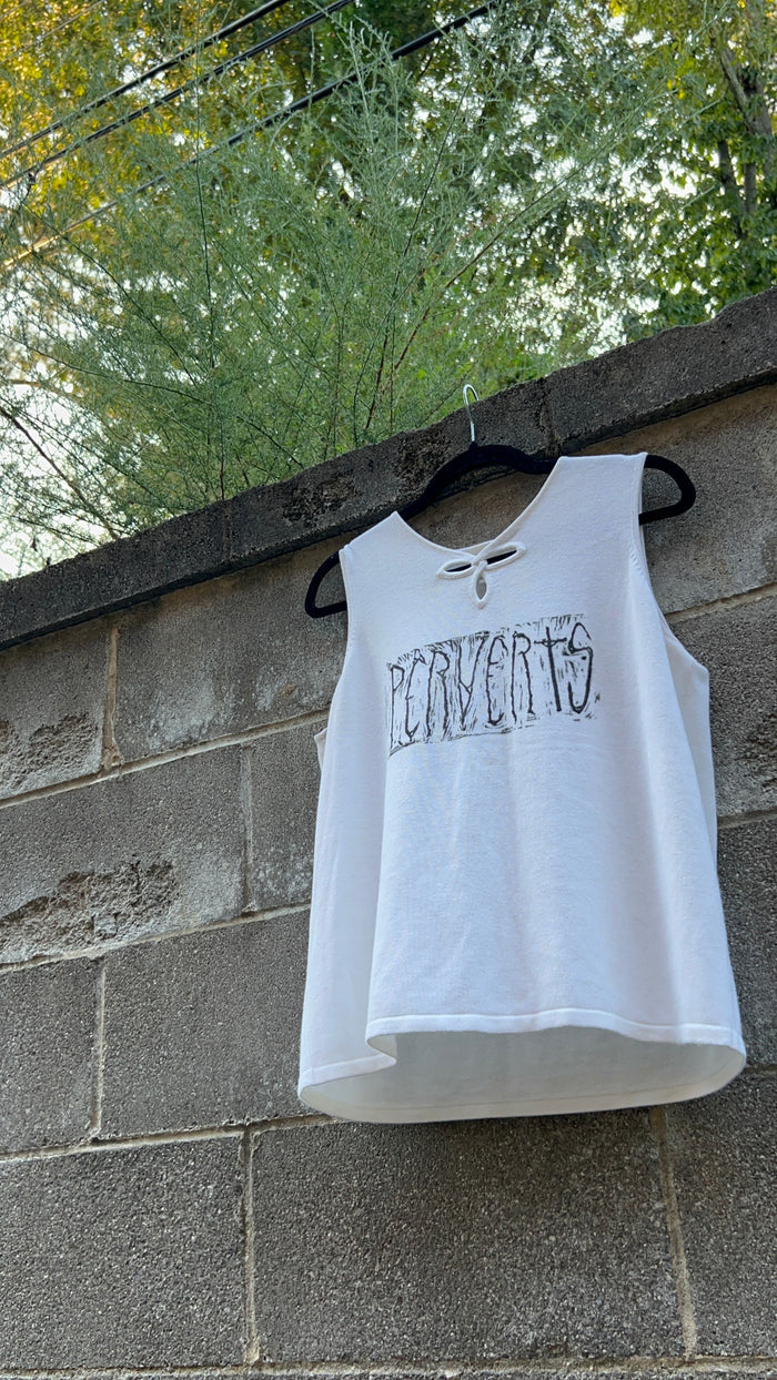 Perverts - White Knit Tank Top - SW