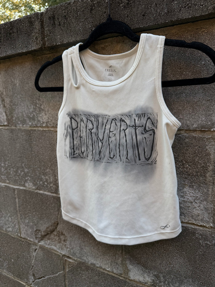 Perverts - White Tank Top - F