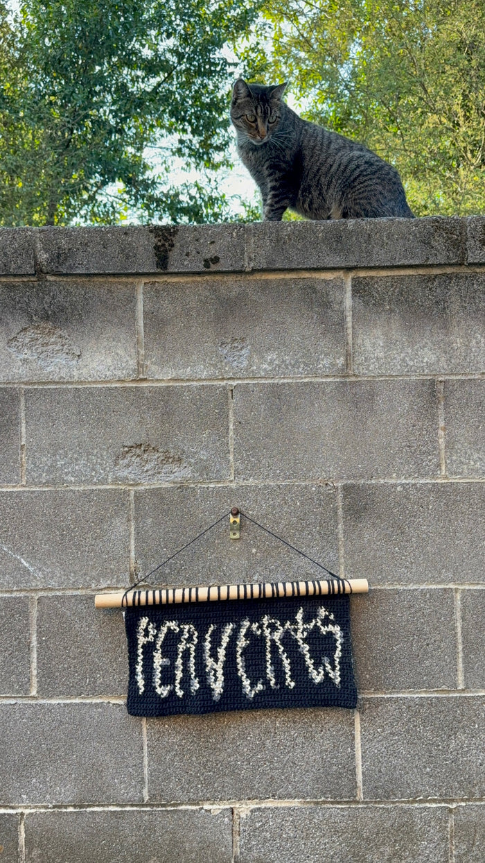 Perverts Logo - Crocheted Tapestry
