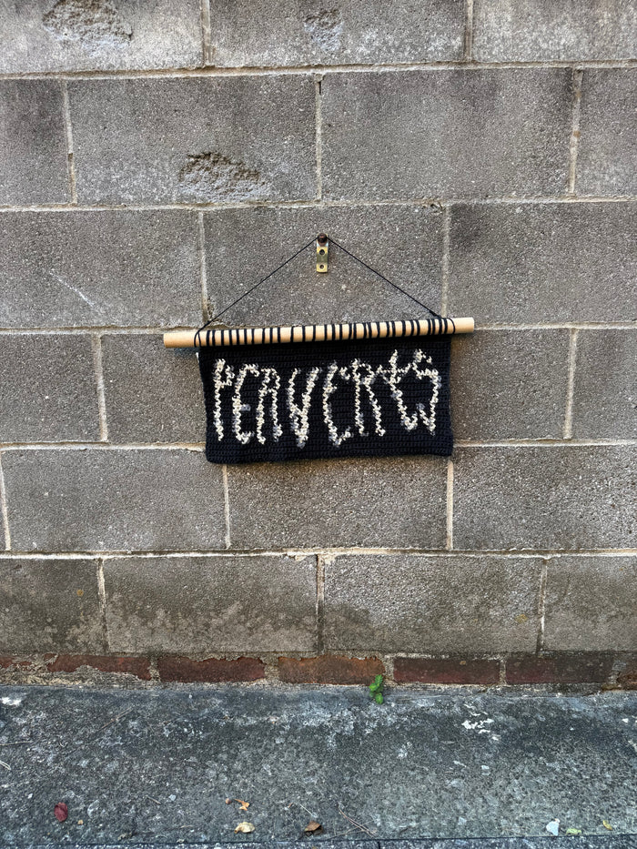 Perverts Logo - Crocheted Tapestry