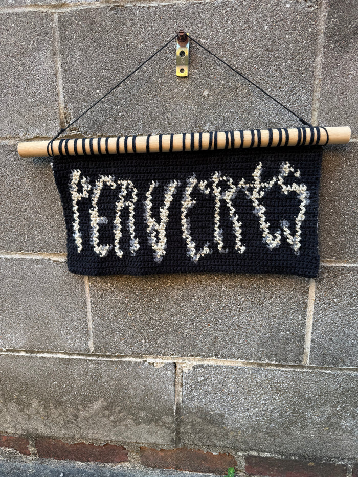 Perverts Logo - Crocheted Tapestry