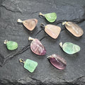 Petite Fluorite Crystal Pendant (Silver Bail) Gemstone Jewelry Supply Beads Charm Healing Crystals And Stones