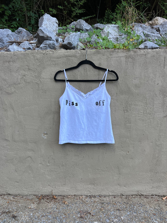 piss off - white tank top