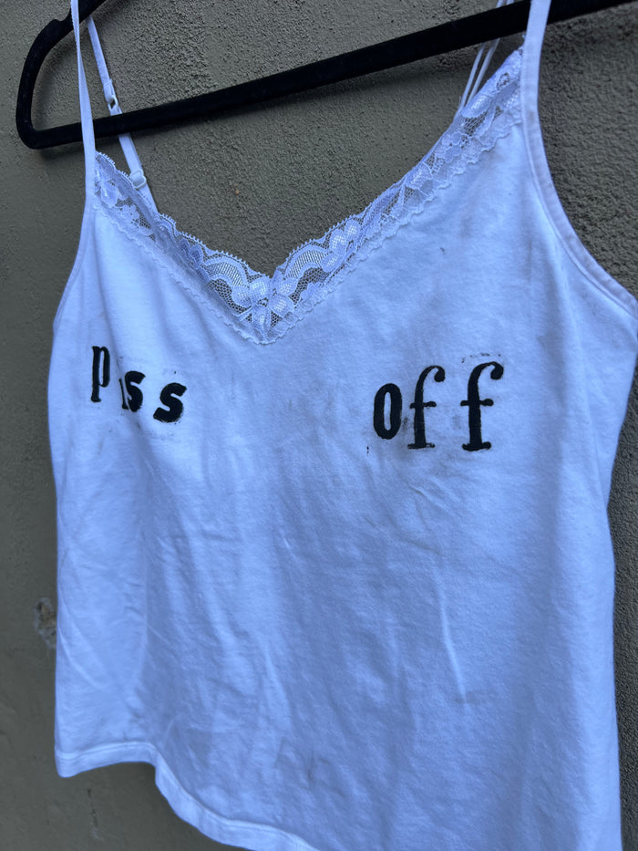 piss off - white tank top
