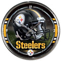 Pittsburgh Steelers Round Chrome Wall Clock 12.75"