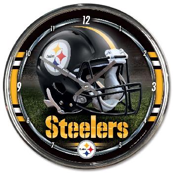 Pittsburgh Steelers Round Chrome Wall Clock 12.75"