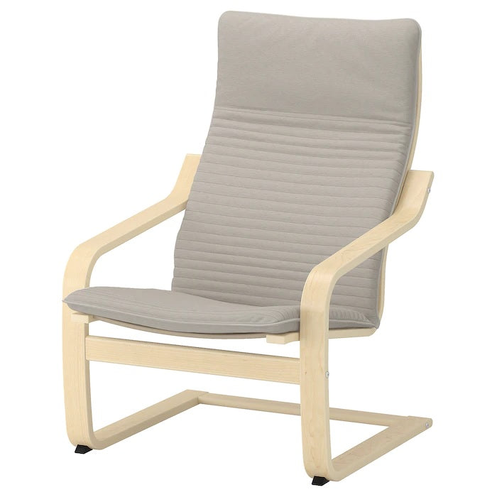 POANG Armchair, Birch veneer & knisa light beige