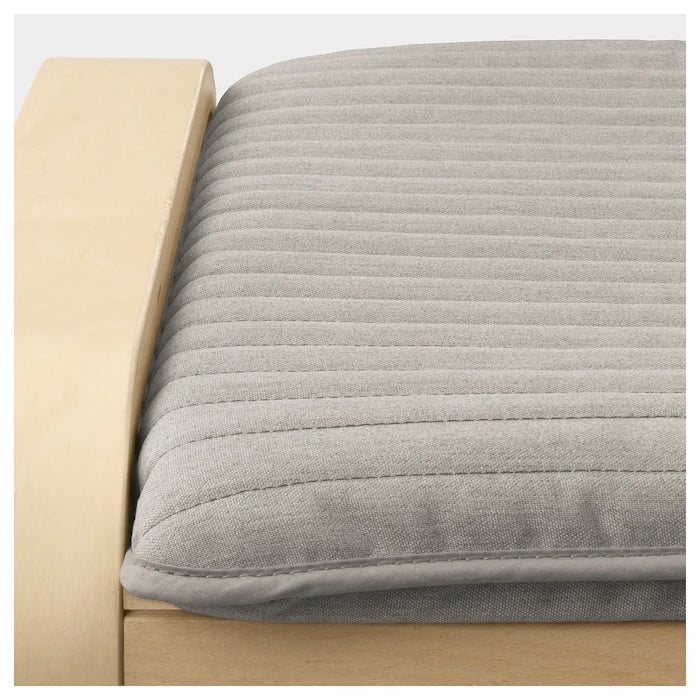 POANG Footstool, Birch veneer & knisa light beige