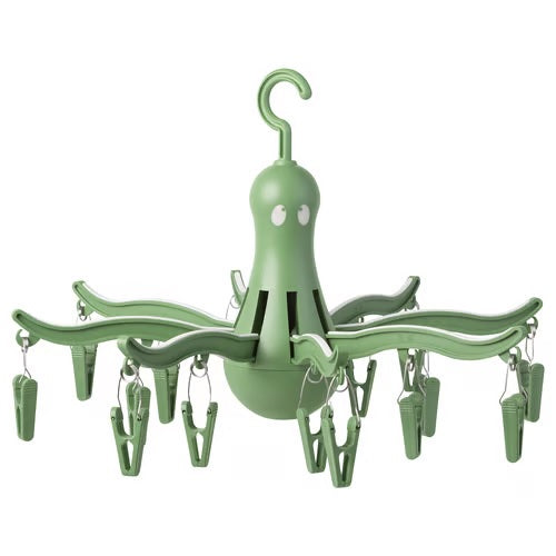 PRESSA Hanging dryer 16 clothes pegs, Green