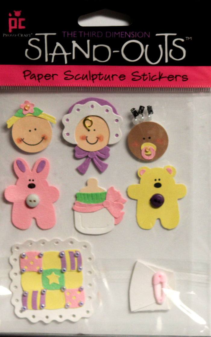 Provo Craft Baby Girl Stand-Outs Paper Sculpture Dimensional Stickers - SCRAPBOOKFARE
