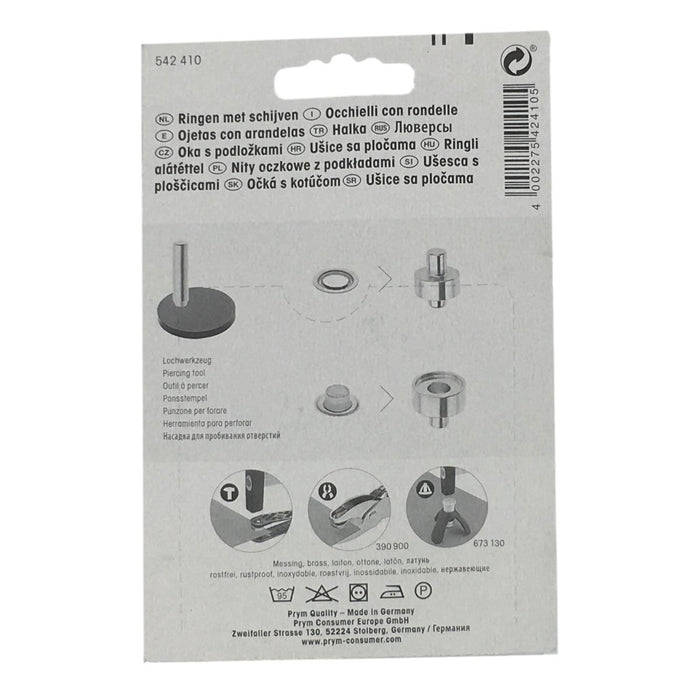 Prym - Eyelets with Washers - Silver Brass - 5 sizes - Sewing Gem