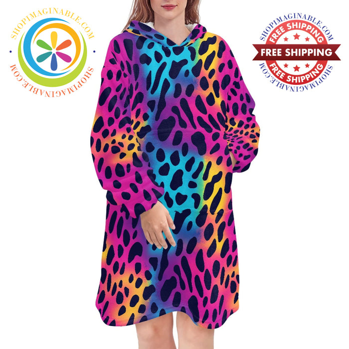 Rainbow Leopard - Blanket Hoodie white / ONESIZE