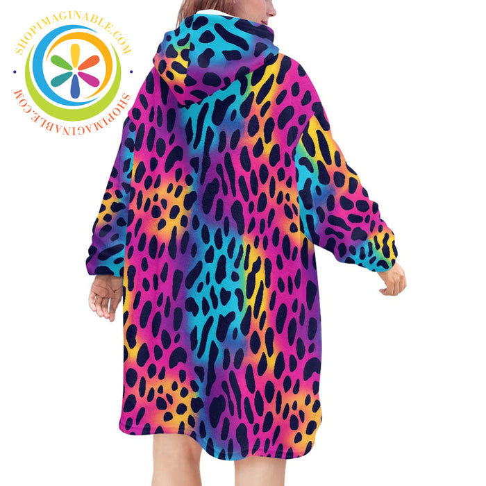 Rainbow Leopard - Blanket Hoodie white / ONESIZE