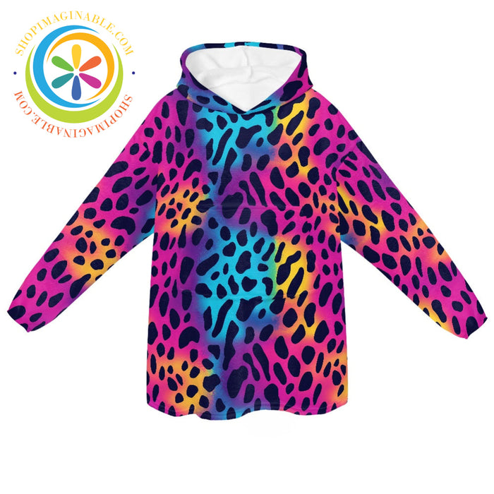 Rainbow Leopard - Blanket Hoodie white / ONESIZE