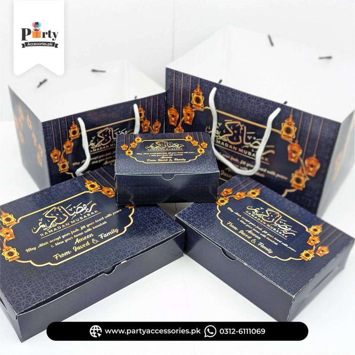 Ramadan Khajoor Card Boxes with Carry Bags – Customized Khajoor Distribution Set