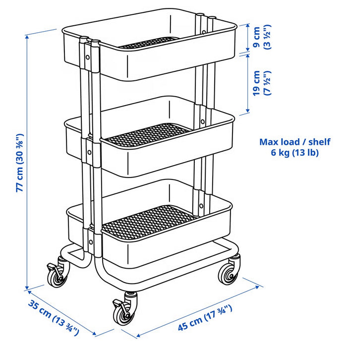 RASKOG Trolley, White, 35x45x77cm