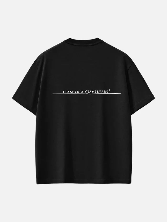 Remera Familyarg Flasher Supersized Negro + Medias Crew Naranja