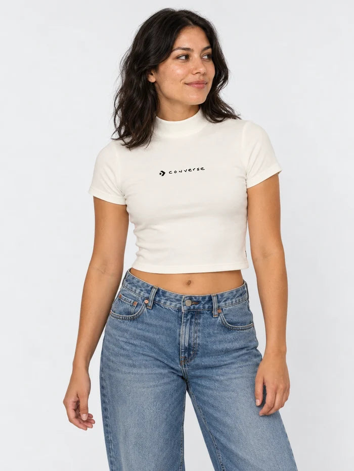 Remera Mujer Converse Slim Logo Draft Crudo — vista principal