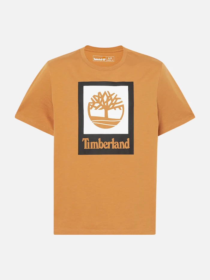 Remera Timberland Stack Logo Colored Marrón Blanco