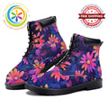 Retro Neon Daisy - Leather Martin Boots white / 36