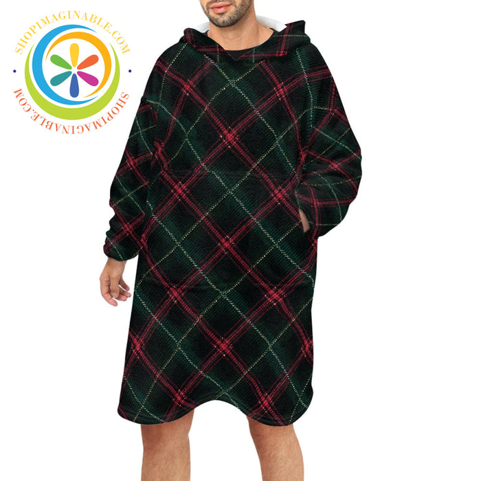 Retro Tartan Plaid - Blanket Hoodie white / ONESIZE