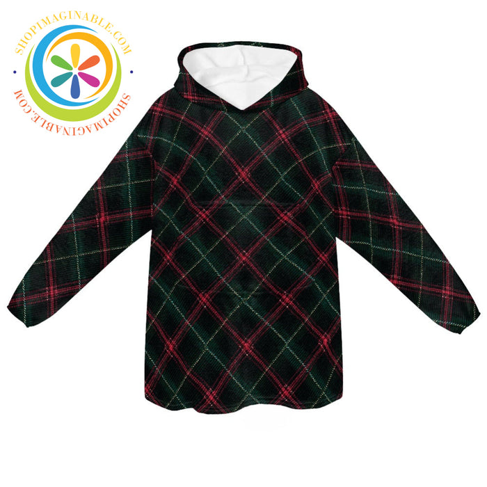Retro Tartan Plaid - Blanket Hoodie white / ONESIZE