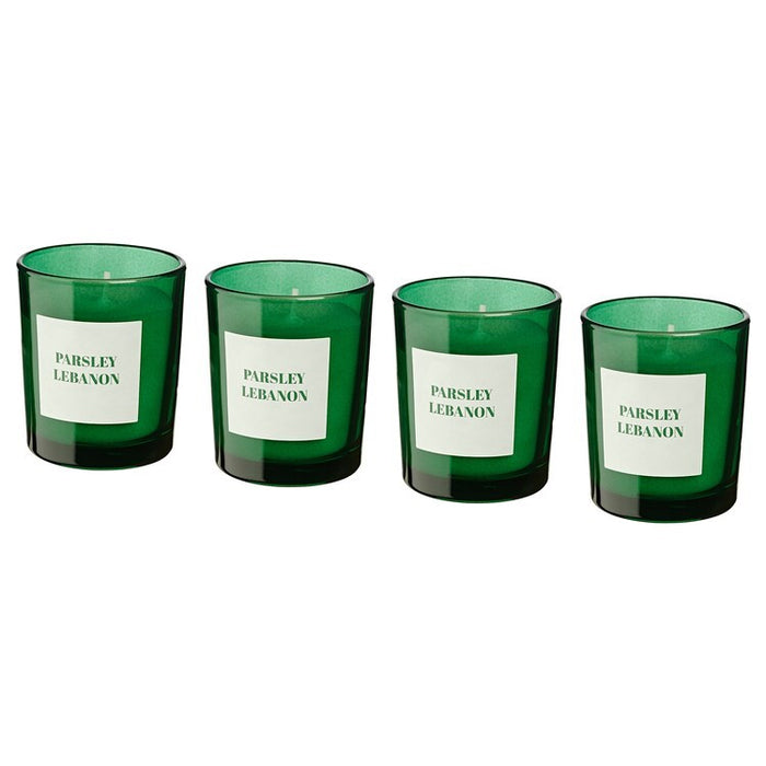 RINGLAD Scented candle in glass, Parsley/green, 4pack
