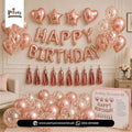 Rose Gold Birthday Decoration Kit – Complete Happy Birthday Balloons