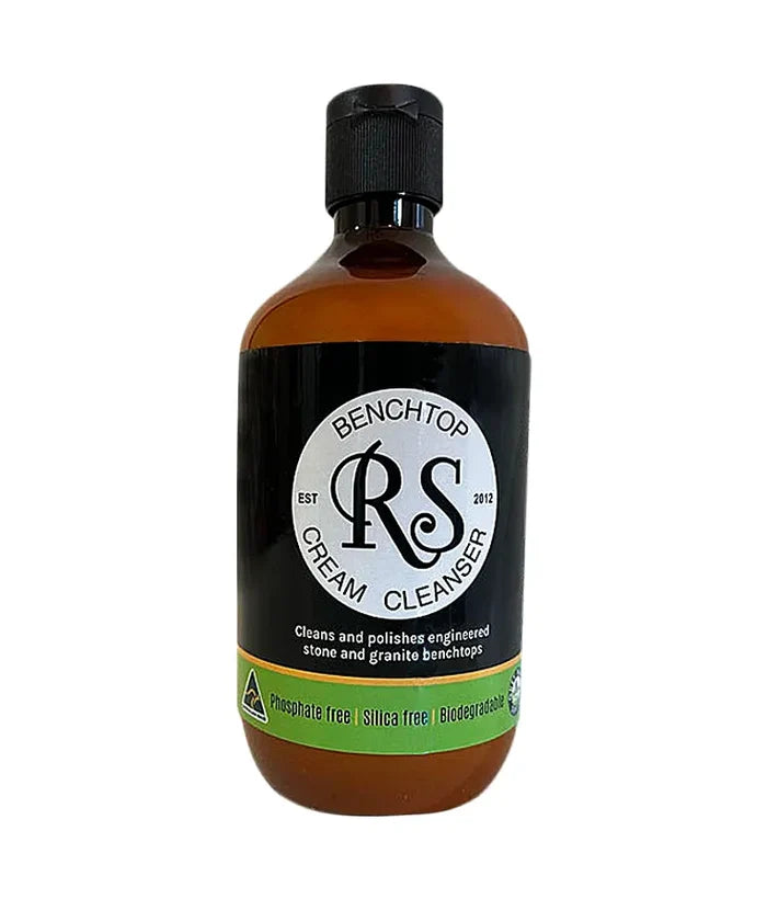 Bottle of RS Benchtop Cream Cleanser on a white background