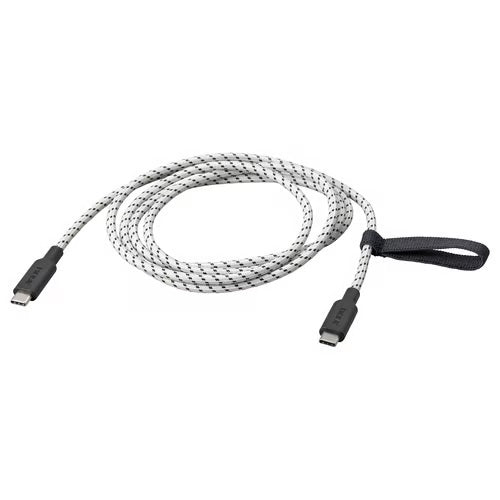 RUNDHULT USB-C to USB-C, Black/white, 1.5m/100W