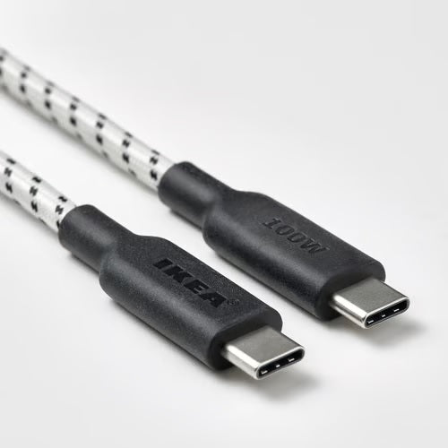 RUNDHULT USB-C to USB-C, Black/white, 1.5m/100W