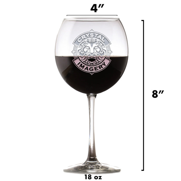 Rustic Monogram Initial Red Wine Glass