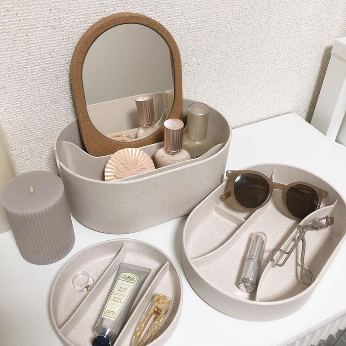 SAXBORGA Storage box with mirror lid, 24x17cm, Plastic cork