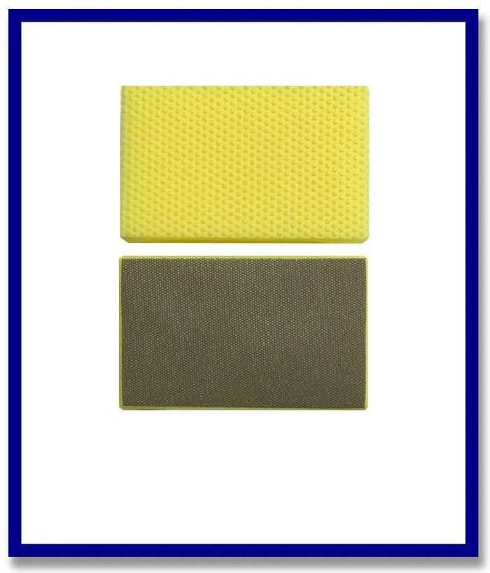 SDA Handpad 90 x 55mm Yellow # 400 Metal Bond Flat Foam Backing - Stone Doctor Australia - Diaflex Handpads