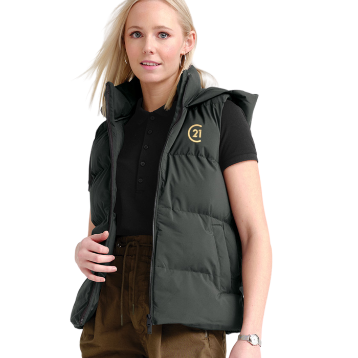 Seal Birch Hooded Puffy Vest - Black