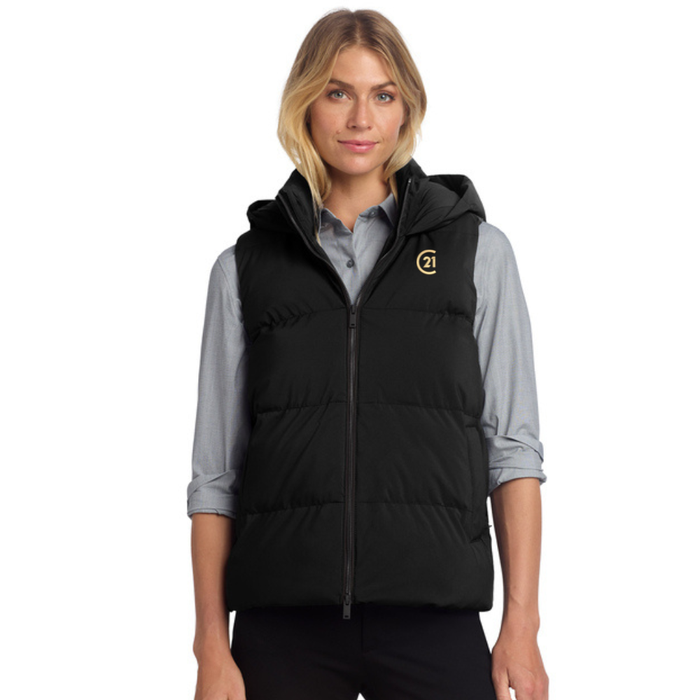 Seal Birch Hooded Puffy Vest - Black