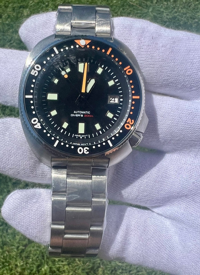 (Seiko) King Turtle Captain Willard Style NO LOGO Diver 47mm Automatic S.Steel Bracelet Watch