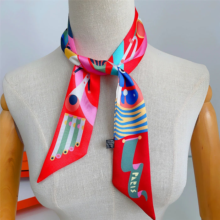 Sena Red Twilly Skinny Scarf