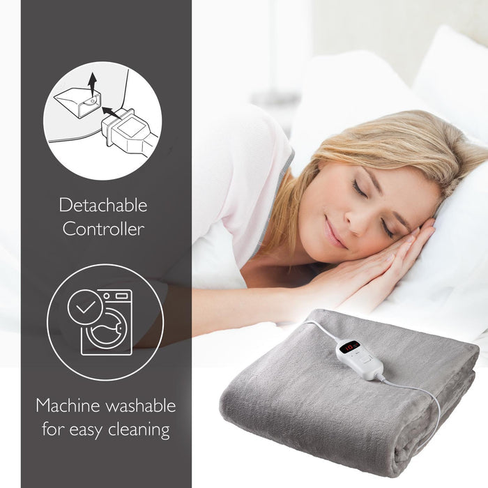Buy Now Luxury Heated Throw Electric Blanket Grey