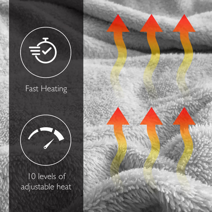 Buy Now Luxury Heated Throw Electric Blanket Grey